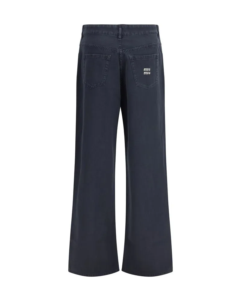 Miu Miu Women's Blue Cotton Flared Jeans Clothing Blue