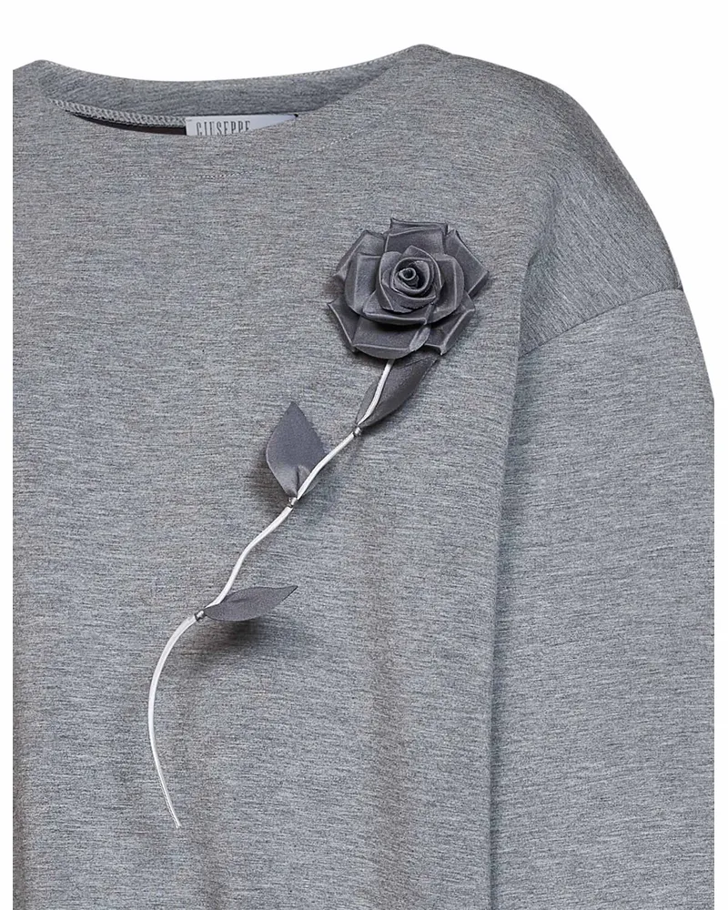 Giuseppe di Morabito 3D Organza Rose Sweatshirt — Gray Gray