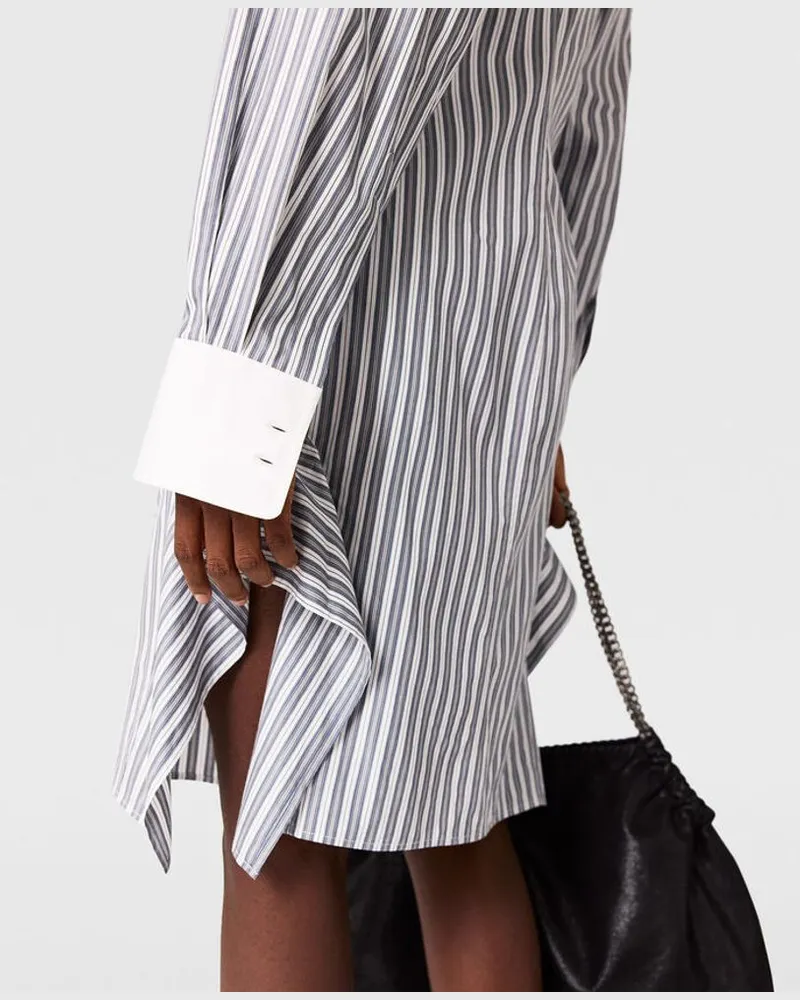 Stella McCartney Striped Cotton Dress — Grey Grey