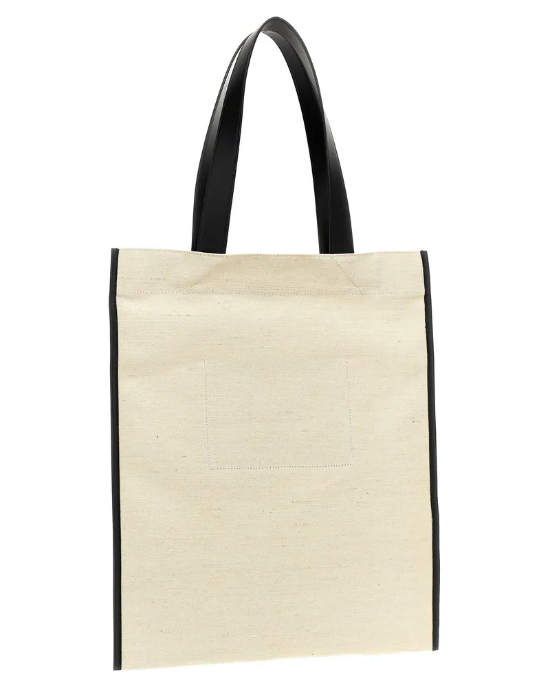 Jil Sander Logo-Print Canvas Tote Bag — Cream Cream