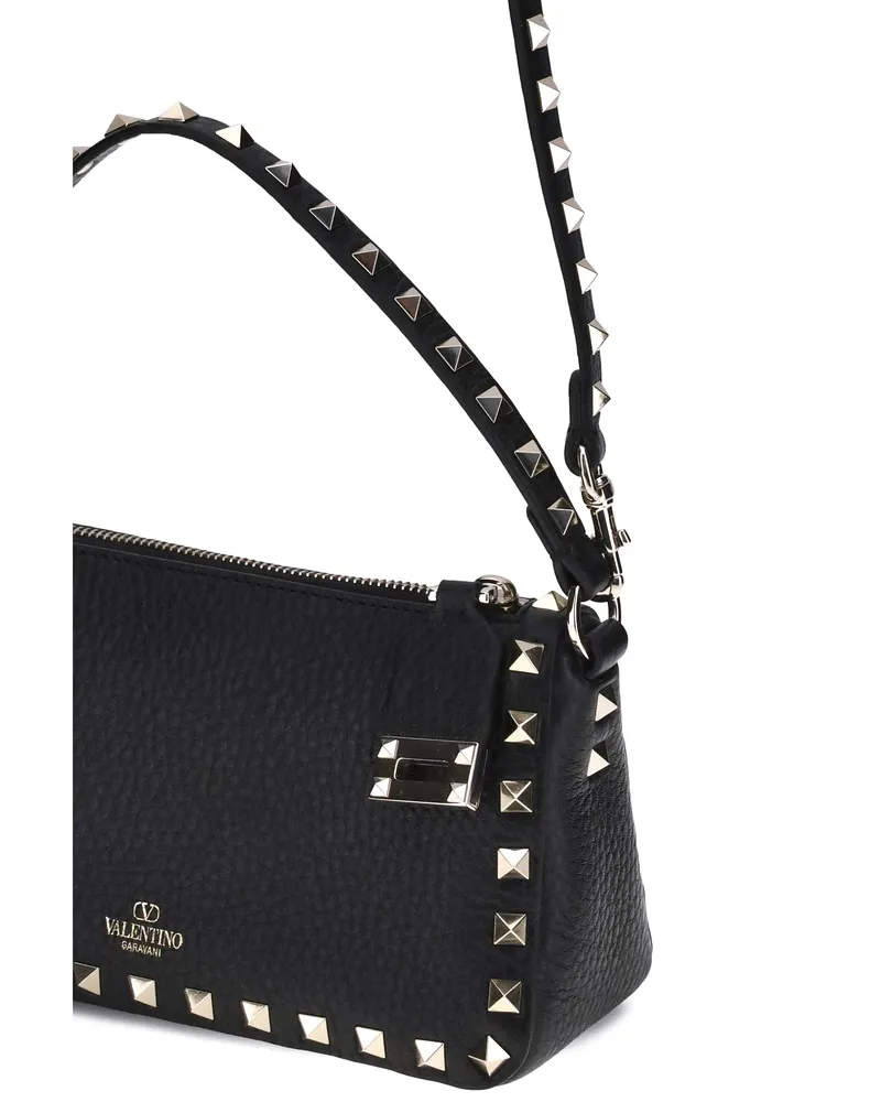 Valentino Garavani Women's Rockstud Leather Shoulder Bag Nero Calf Bos Taurus Black