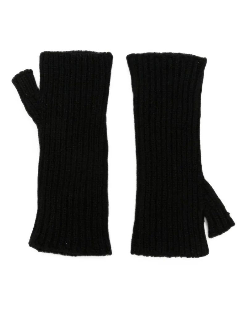 MRZ Fingerless Ribbed Knit Gloves — Black Black