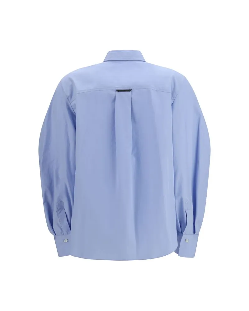 Brunello Cucinelli Voluminous Bell Sleeve Blouse — Blue Blue