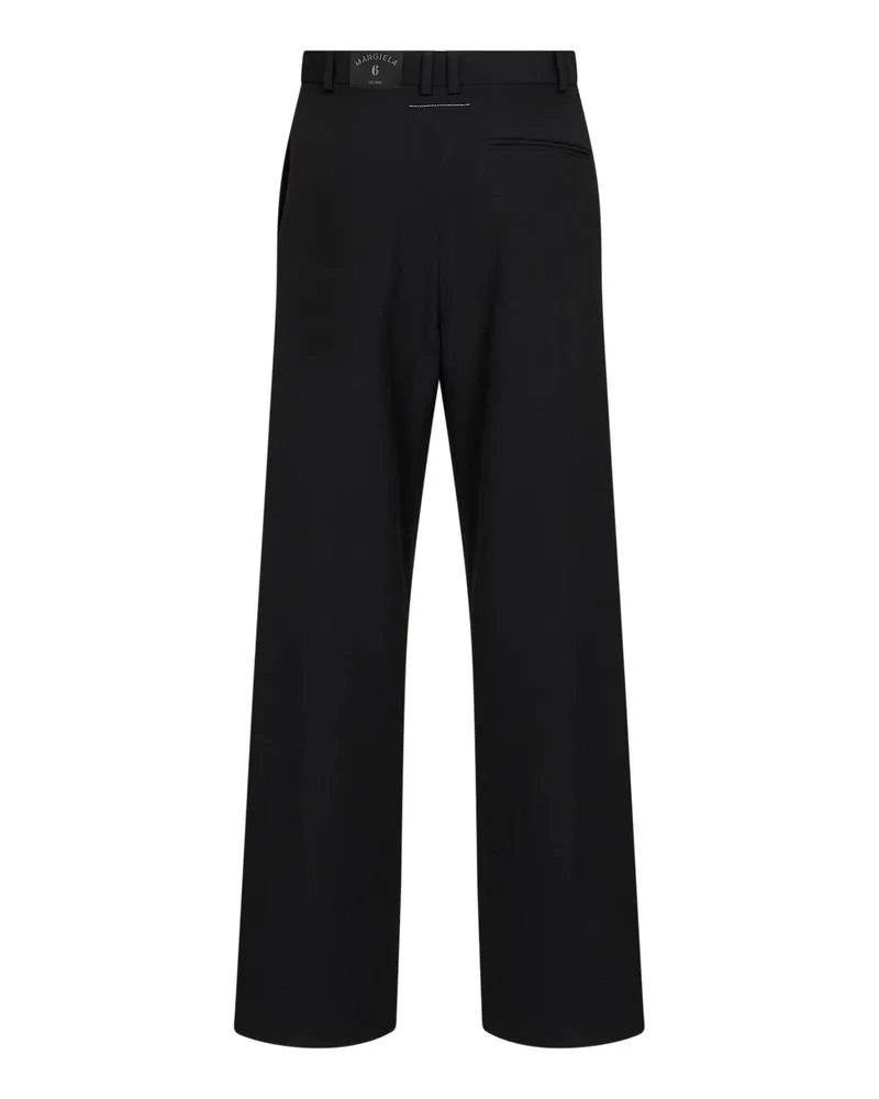 Maison Margiela Women's Pleated Trousers Wool-Blend Black Polyester Black
