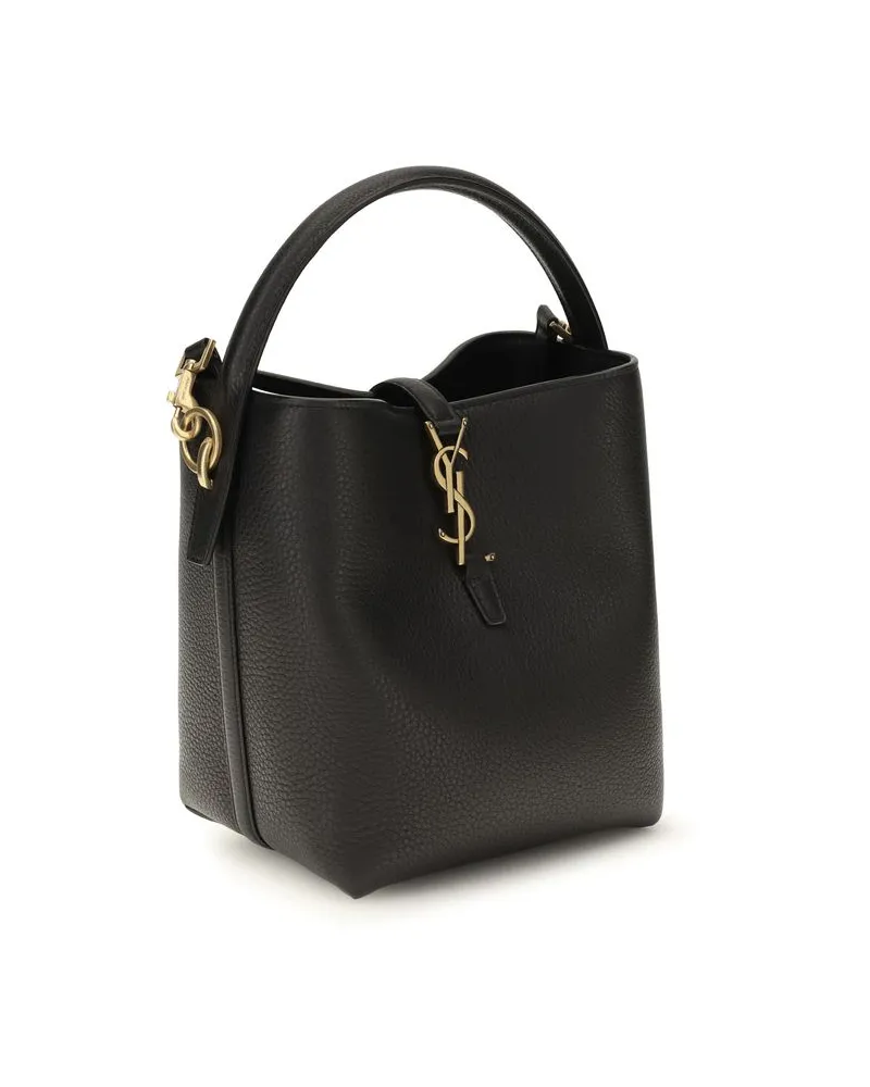 Saint Laurent Women's Black Calf Leather Bos Taurus Backet Bag Black