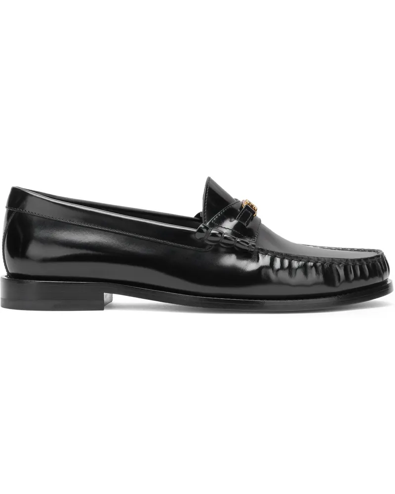 Celine Men's Triomphe Luco Leather Loafers Black Bull Black