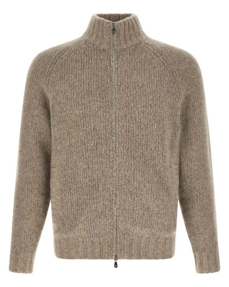 Brunello Cucinelli Cashmere-Silk Blend Cardigan — Beige 