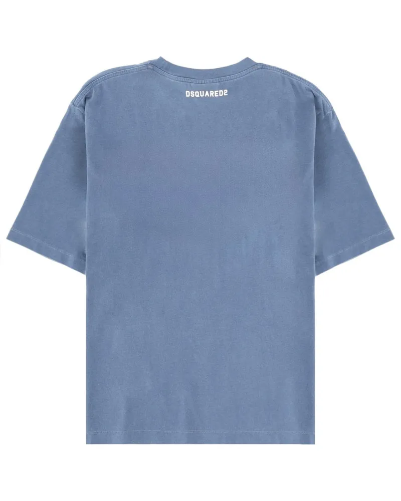 Dsquared2 Embroidered Cotton T-Shirt — Blue Blue