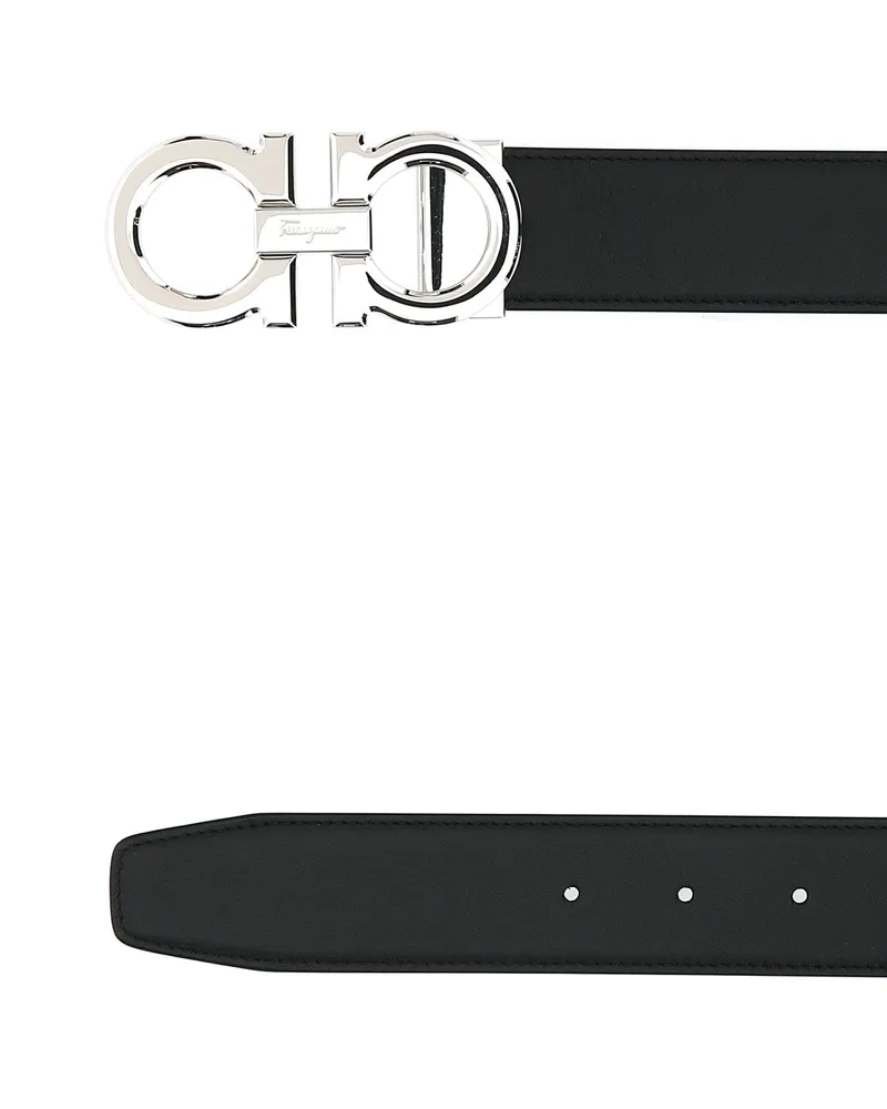 Ferragamo Men's Double Adjus Nerohickory Leather Cinture Belt Black