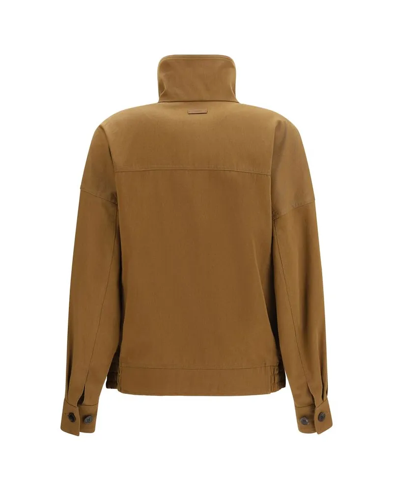 Saint Laurent Cotton Serge Bomber Jacket — Brown Brown