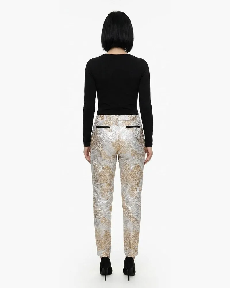 Dolce & Gabbana Black & White Striped Sequin Trousers — Multicolor Multicolor