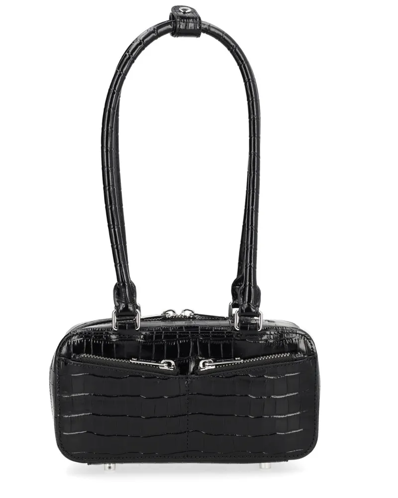 Self-Portrait Women's Bag With Crocodile Effect Black Cow Leather Shoulder Black