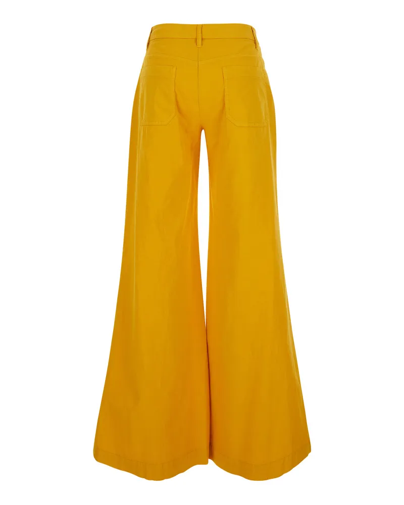 ..,merci Women's Trousers Yellow Cotton Yellow