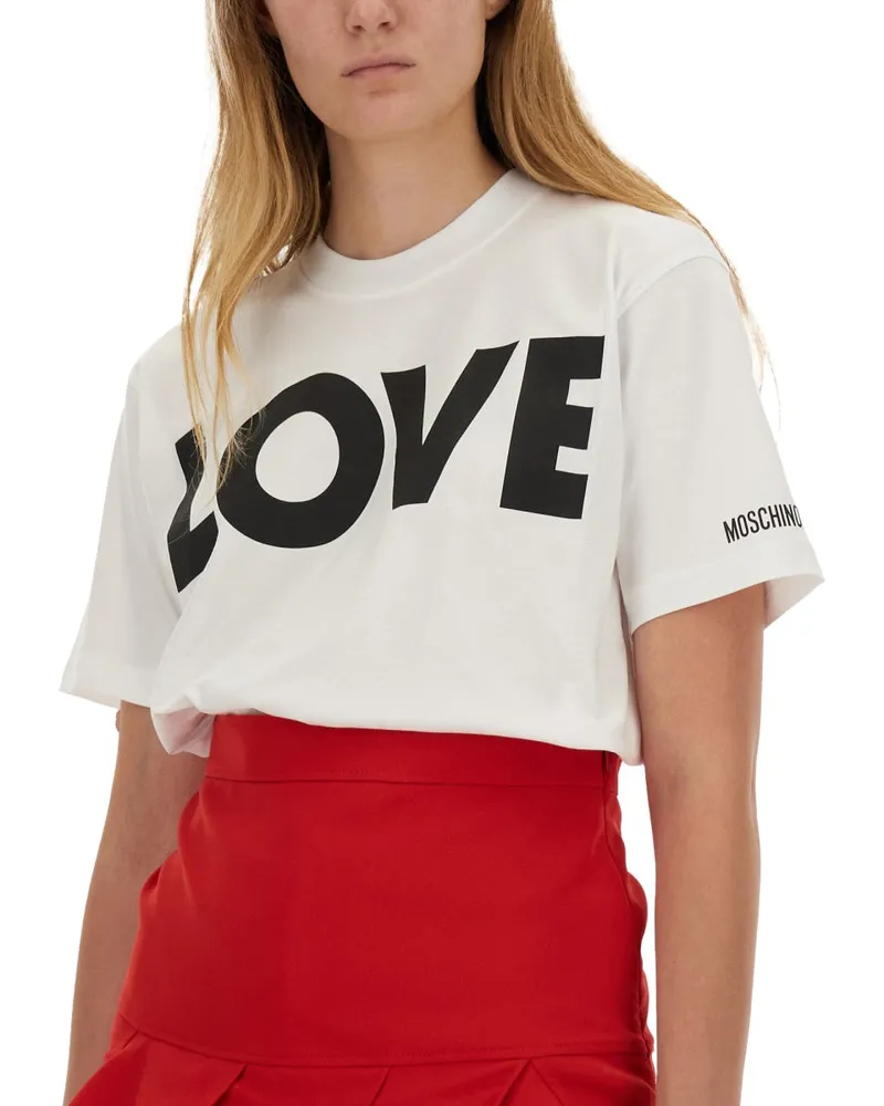 Moschino Logo-Print Cotton T-Shirt — White White
