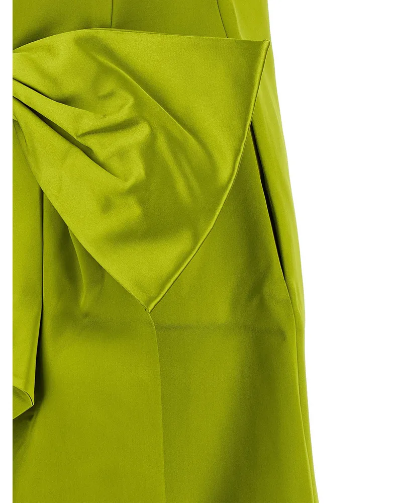 Self-Portrait Sculptural Bow Maxi Dress — Lime Lime