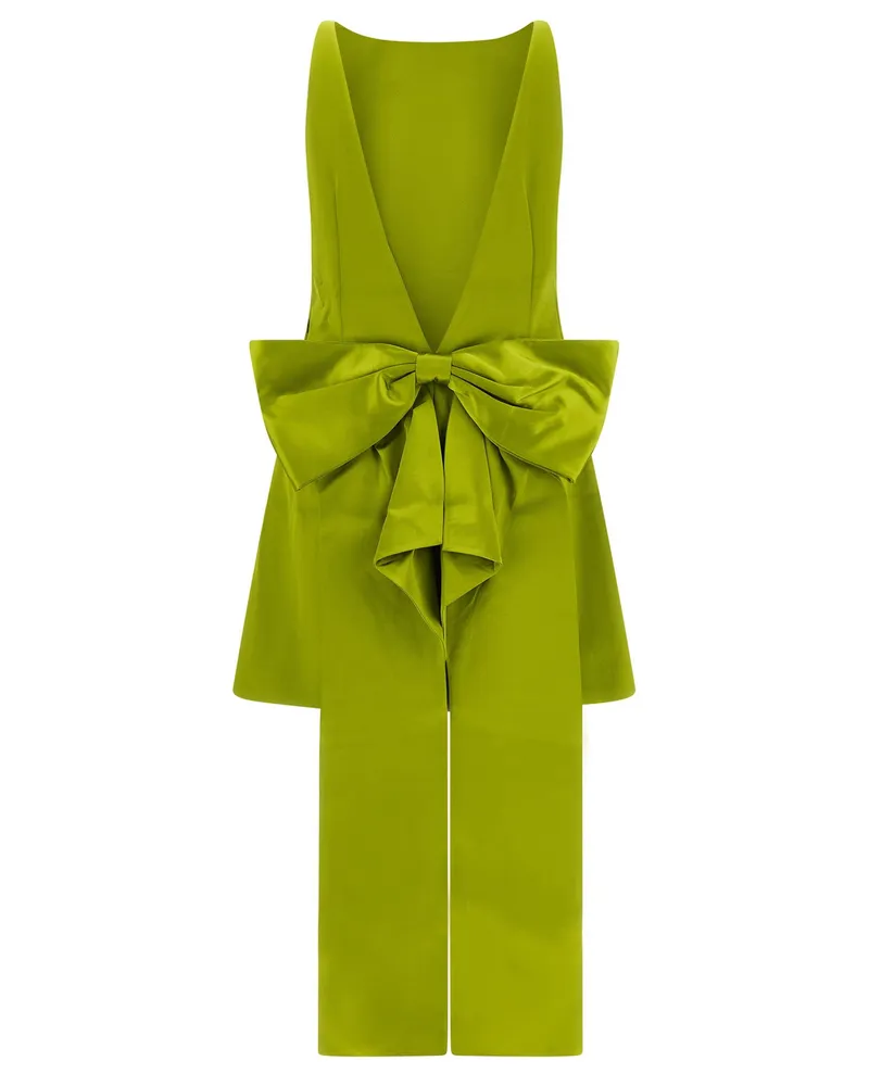 Self-Portrait Sculptural Bow Maxi Dress — Lime Lime