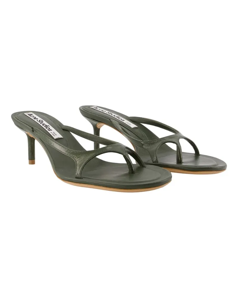 Acne Studios Lambskin Leather Thong Heel Sandal — Green Green