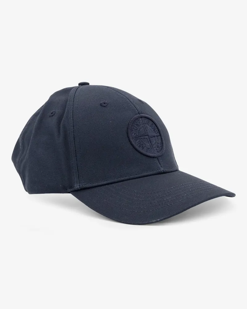 Stone Island Men's Cotton Cap With Front Logo Blue Hat Navy