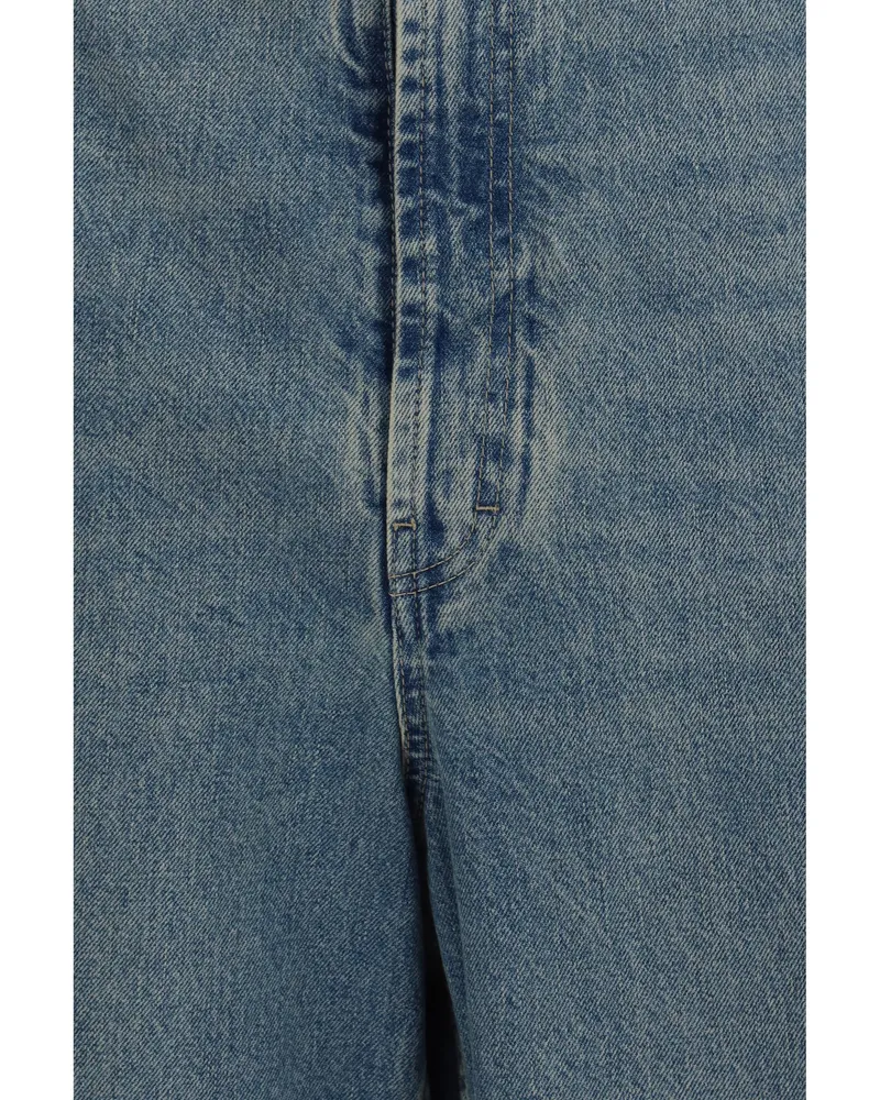 Maison Margiela Women's Wide-Leg Jeans Ice Blue Cotton Blue