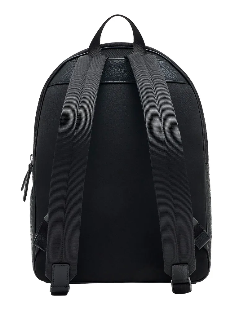 Emporio Armani Grained Leather Eagle Motif Backpack — Black Black