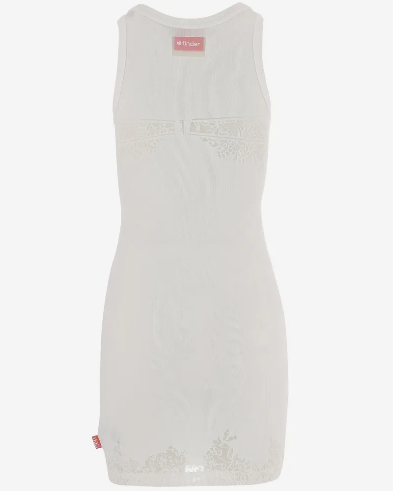 Diesel Women's Dress With Sheer Detailing White Cotton White