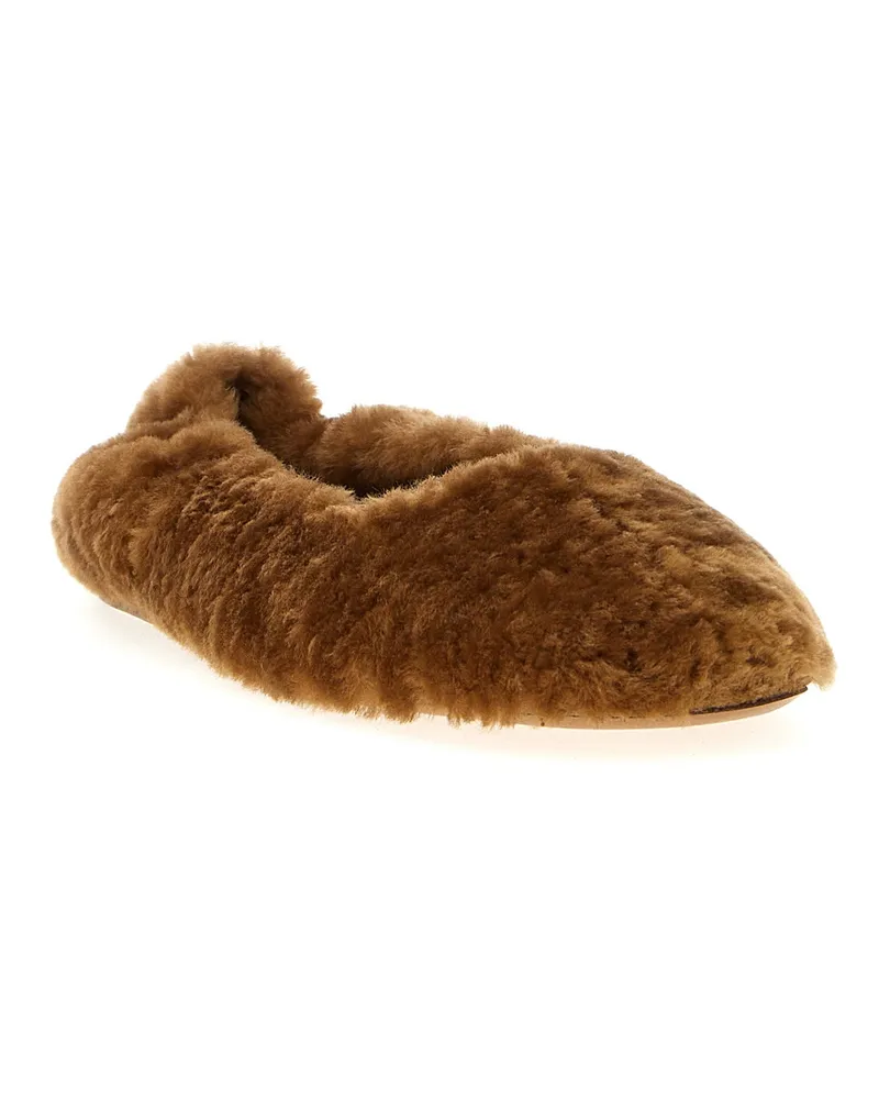 Dries van Noten Fur Ballet Flat — Camel Camel