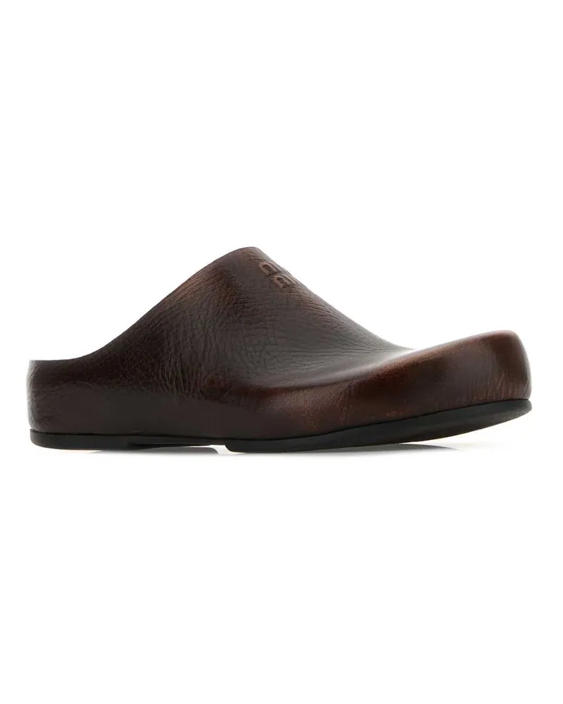 Miu Miu Women's Dark Brown Leather Slippers Palissandro Flat Shoes Brown