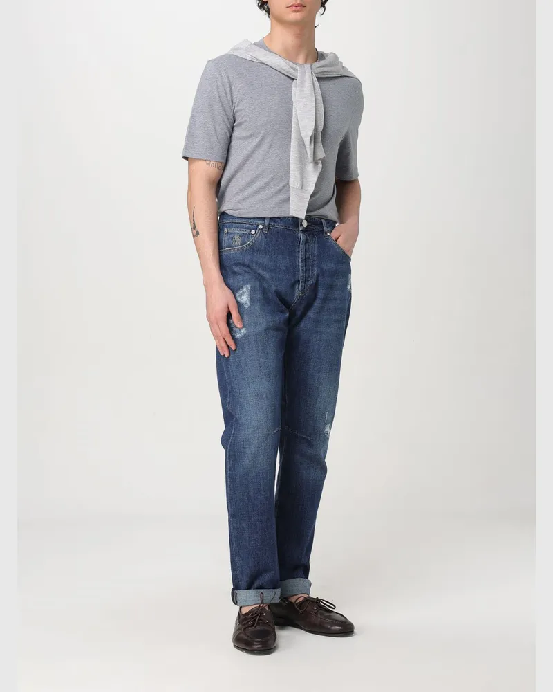 Brunello Cucinelli Men's Blue Denim Straight-Leg Jeans Clothing Blue