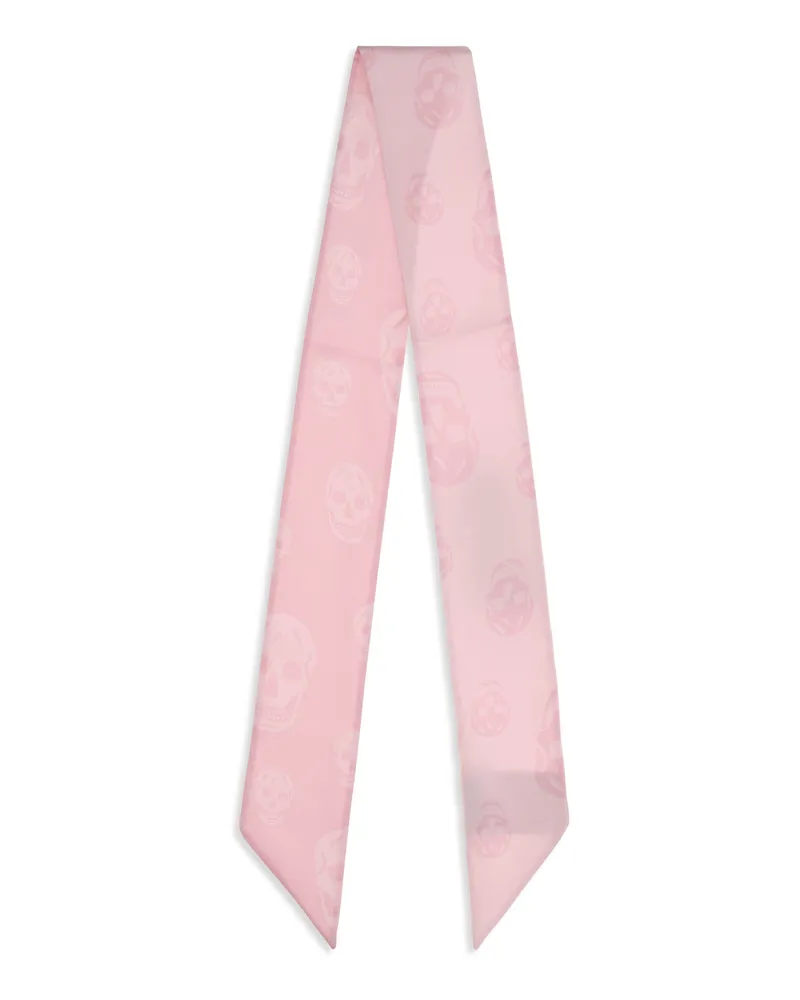Alexander McQueen Women's Silk Scarf Skull Ribbon Pink Pink-Pink Pink/pink Scarfs Pink