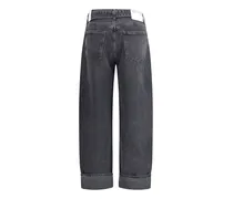 Cuffed Taper Jeans — Gray