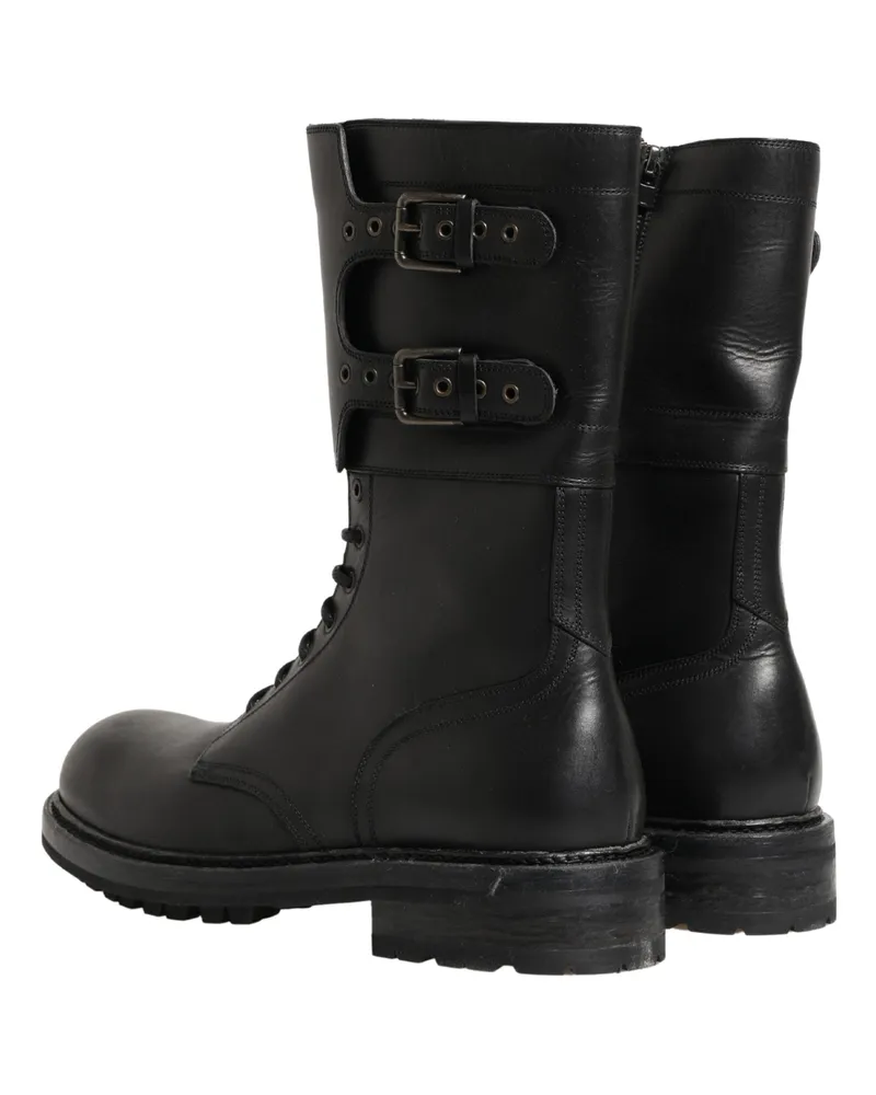 Dolce & Gabbana Black Trekking Fur Lace Leather Boots Men\'s Shoes Dolce & Gabbana Black Trekking Fur Lace Leather Boots Men main image 4