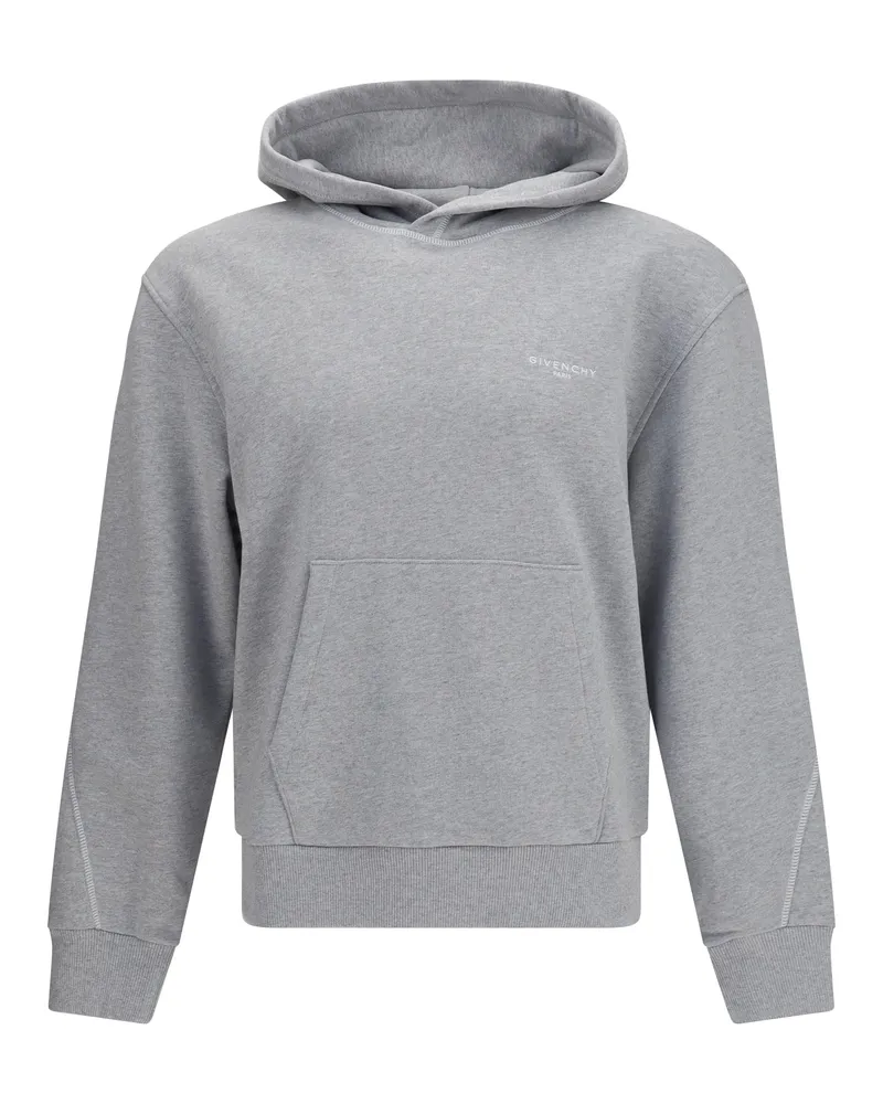 Givenchy Men Cotton Hoddie Light Grey Melange Sweatshirts Sweater Gray