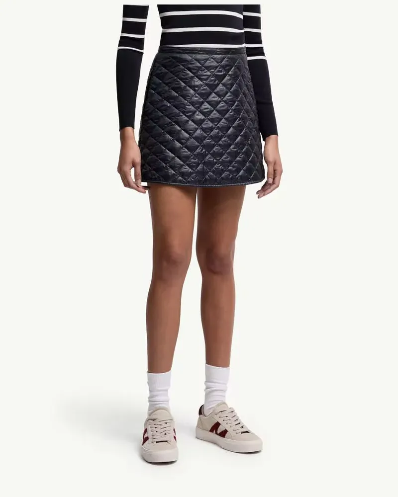 Moncler Quilted Nylon Skirt — Navy Navy