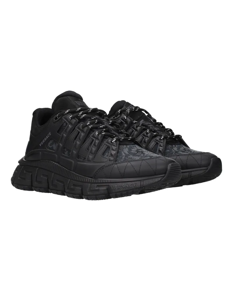 Versace Greca-Patterned Knit Sneaker — Black Black