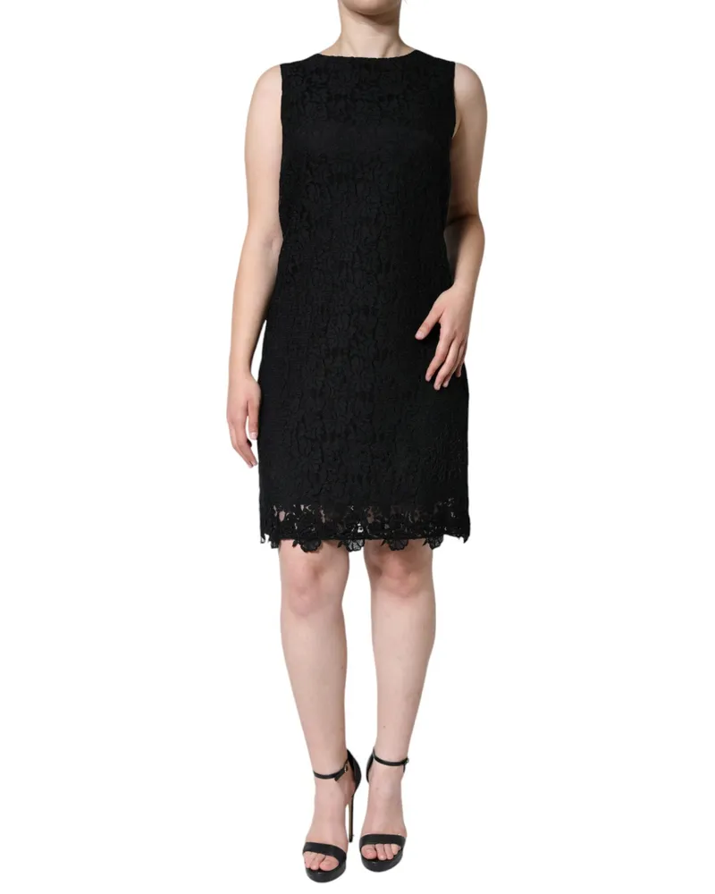 Dolce & Gabbana Women's Black Floral Lace Sheath Sleeveless Mini Dress Nylon Viscose Black