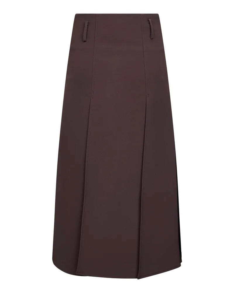 Blanca Women's Dark Brown Jersey Paneled Midi Skirt Polyester Brown
