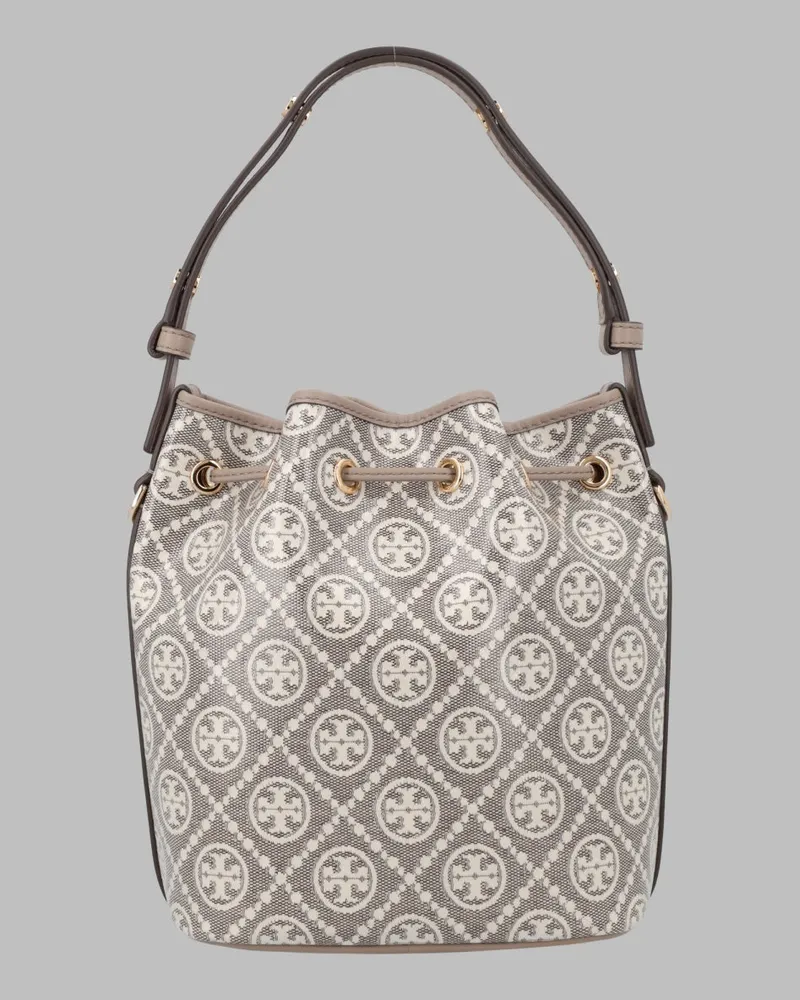 Tory Burch Women's Bucket Bag T Monogram Dove Cotton - Coating Polyurethane Shoulder Gray