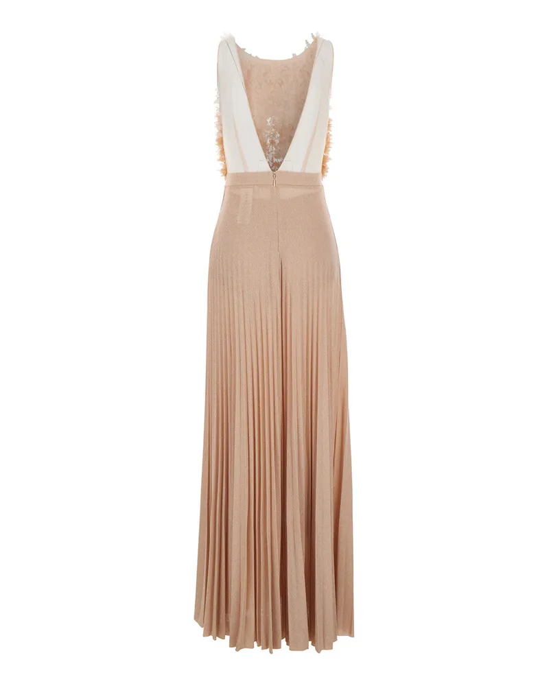 Elisabetta Franchi Women's Long Dress Beige Viscose Blend Beige