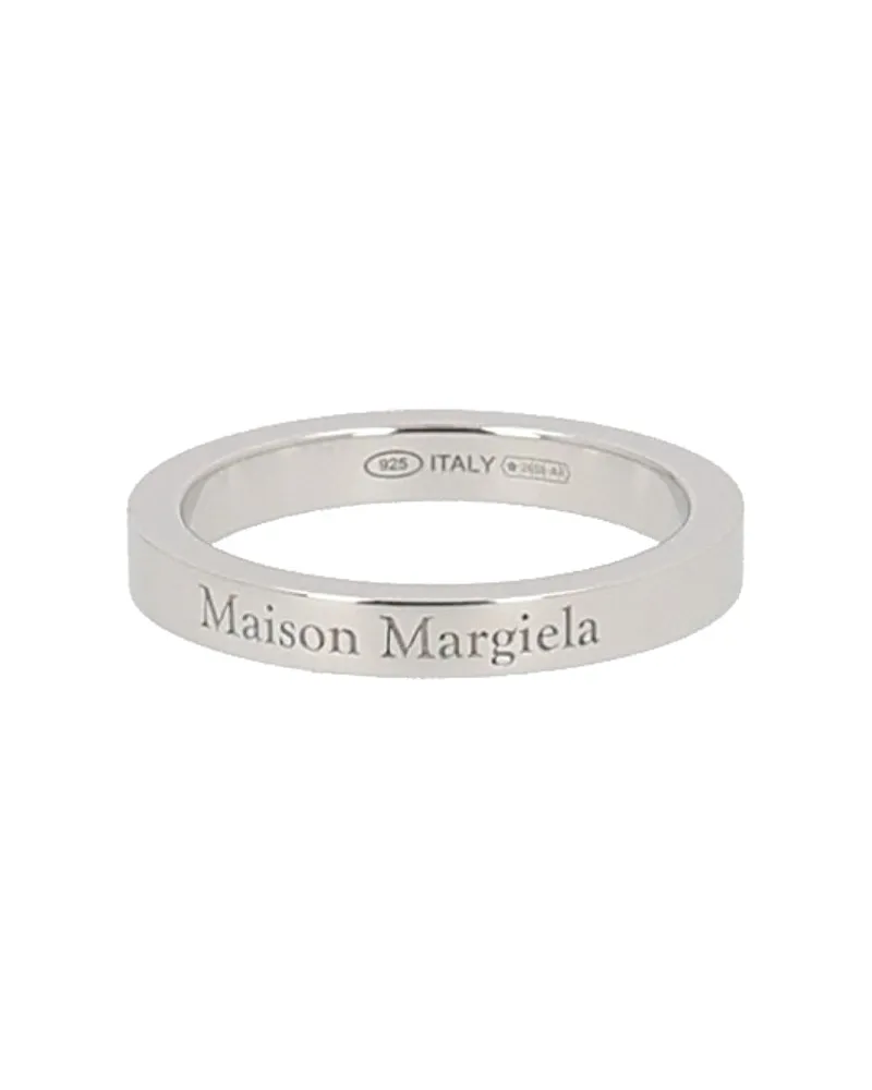 Maison Margiela Logo-Detailed Silver Ring — Silver Silver