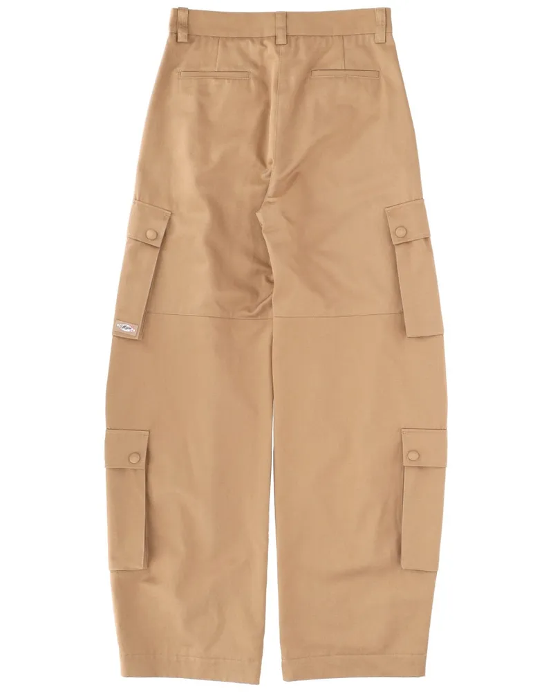 MSGM 100% Cotton Oversize Cargo Pants — Beige Beige