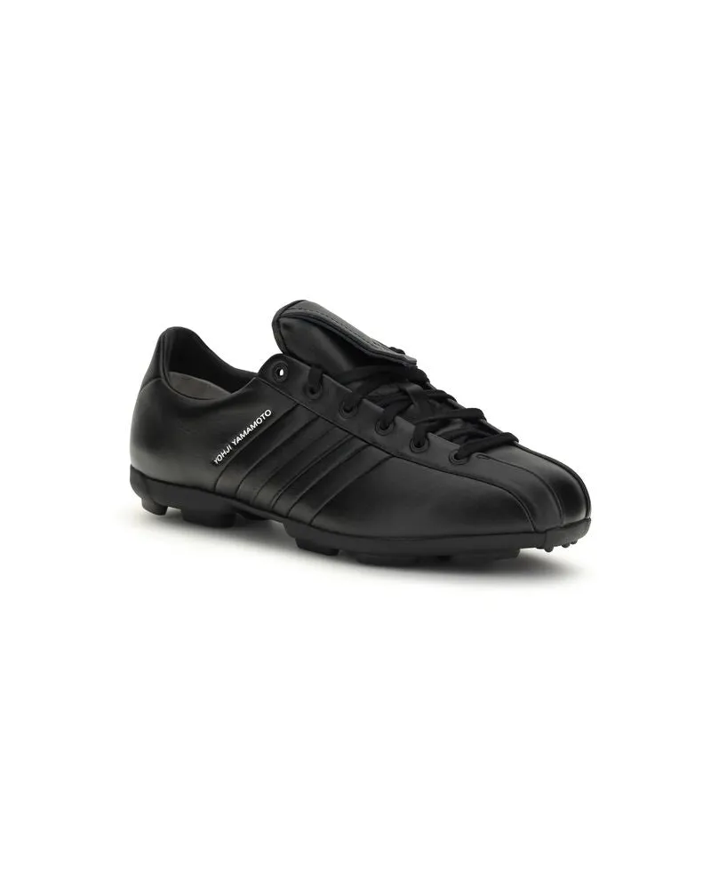 Y-3 Men's Black Calf Leather Bos Taurus Athletic Sneakers Black
