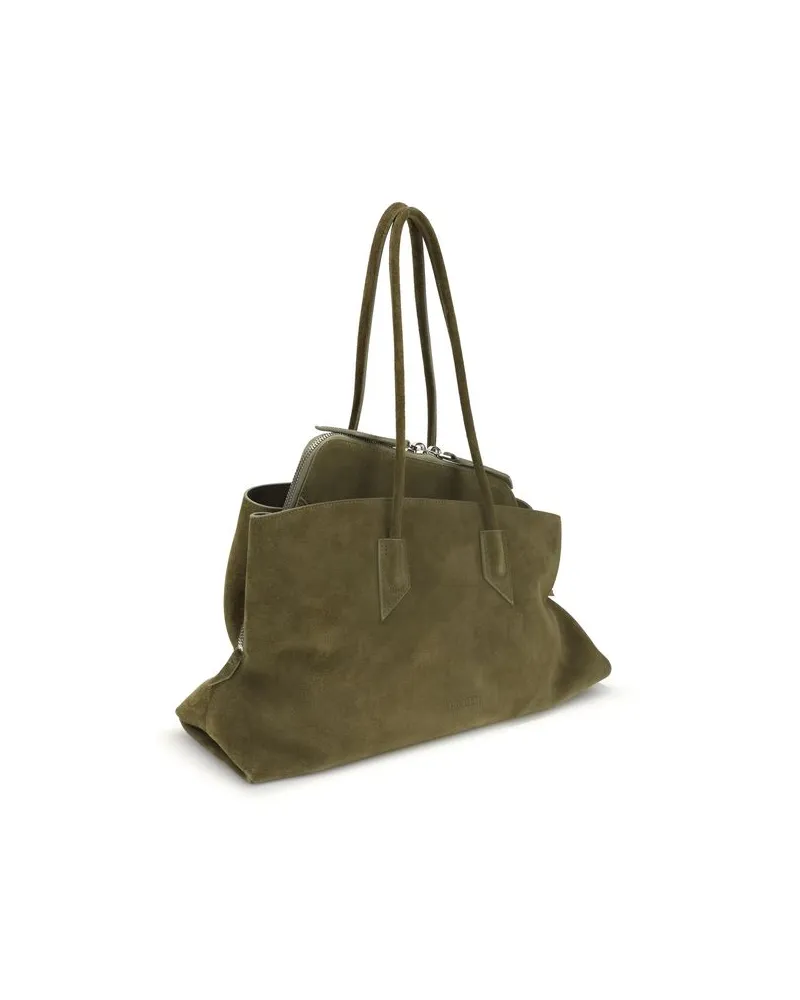 ATTICO Women's Bicolor Calf Leather Bos Taurus Shoulder Bag Green