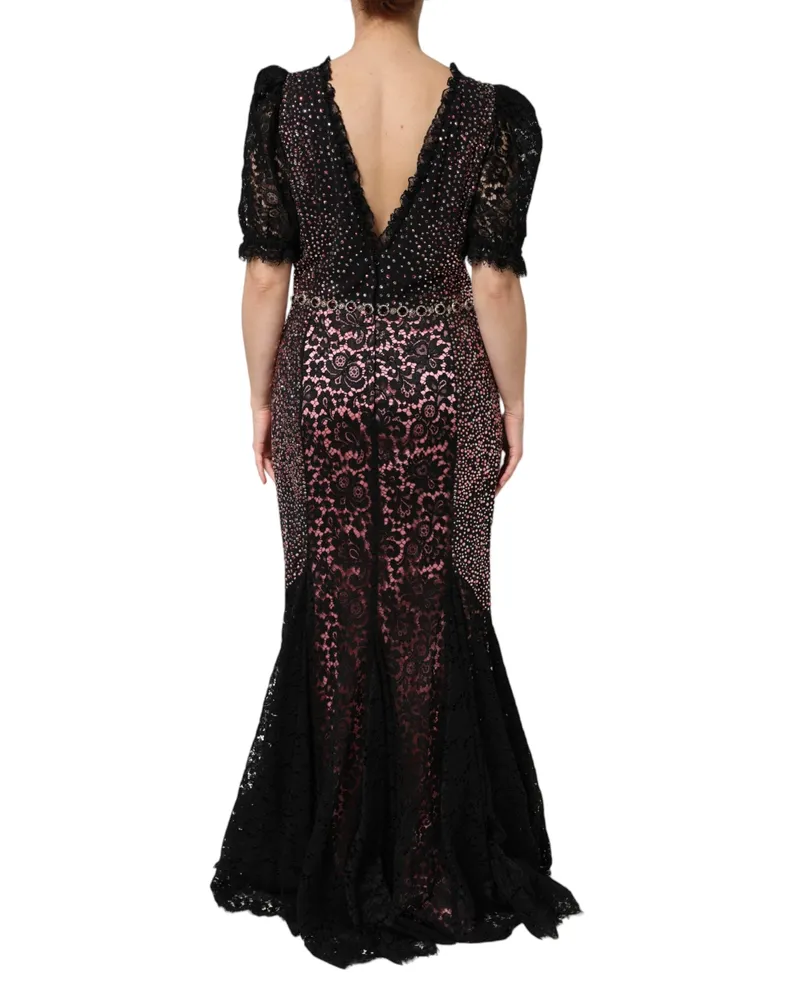 Dolce & Gabbana Women's Multicolor Embellished Mermaid Gown Dress Black