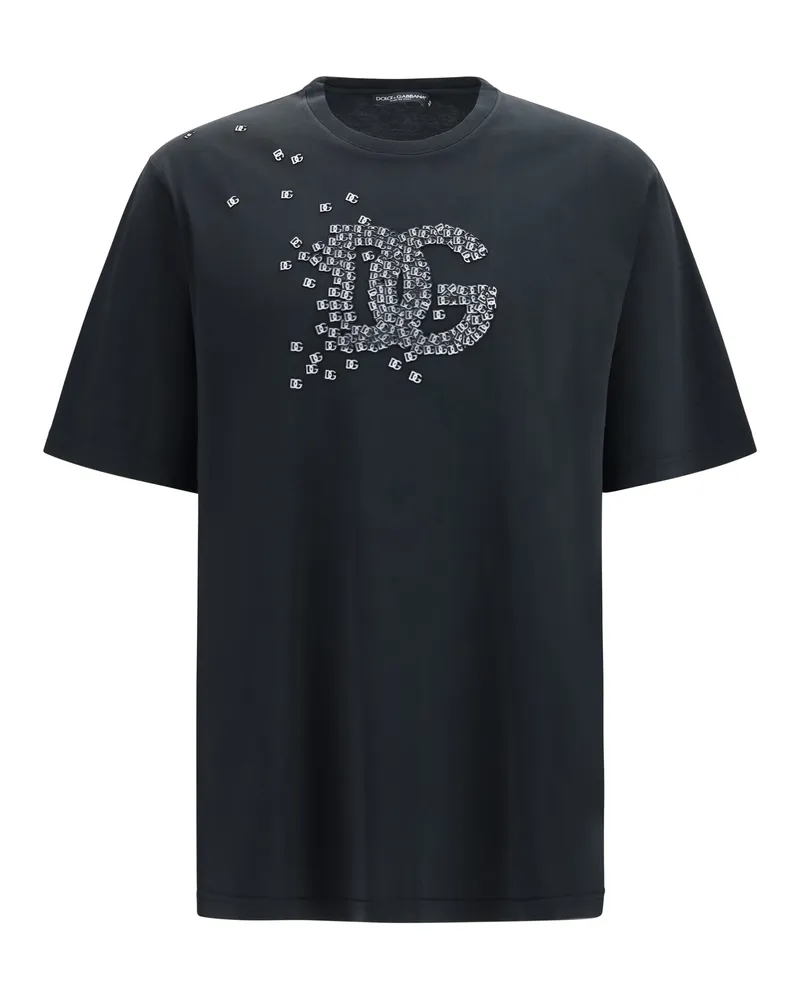 Dolce & Gabbana Men's Cotton T-Shirt With Logo Black T-Shirts And Polos Black