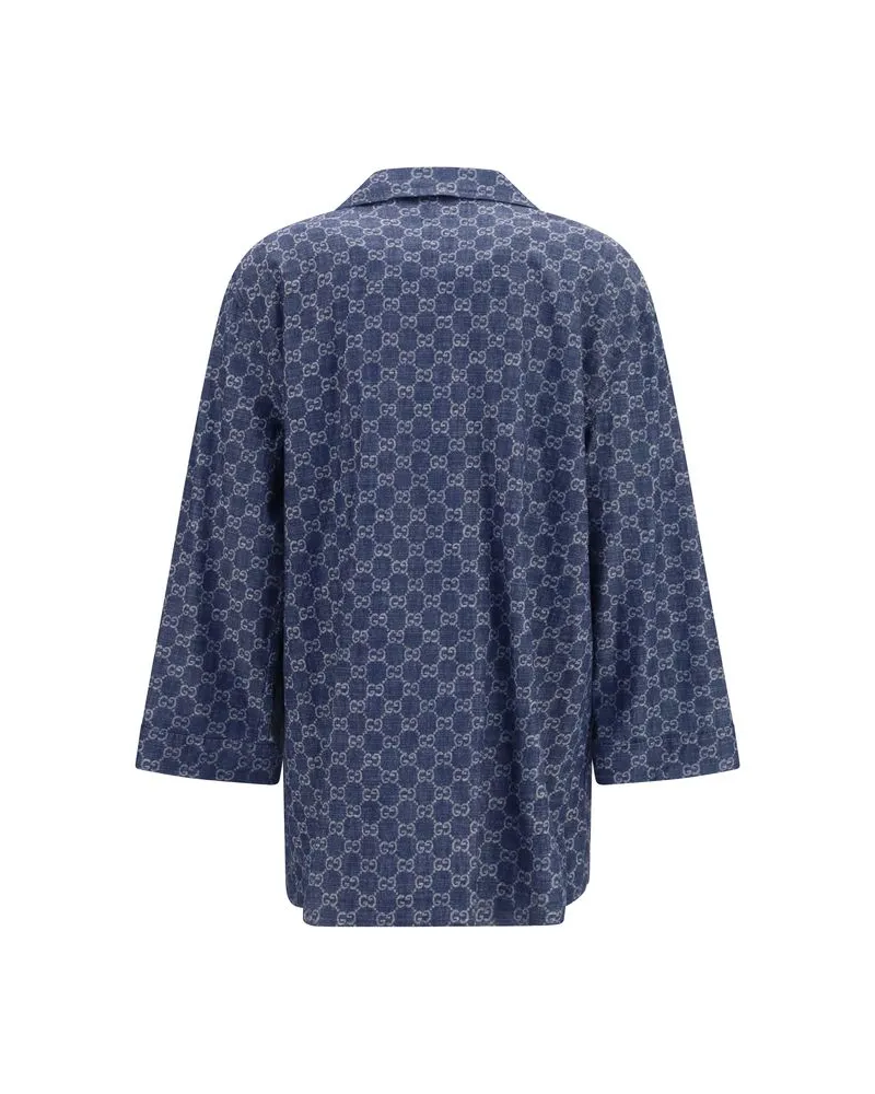 Gucci Women's Blue Cotton Full-Length Jacket Clothing Blue