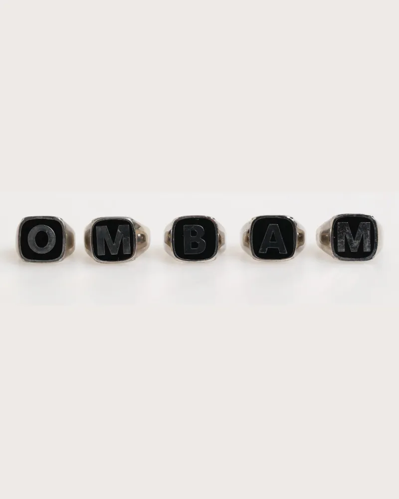 Dolce & Gabbana Men's Silver Tone Brass Lettering Set 5 Pieces Adjustable Ring Ename Silver