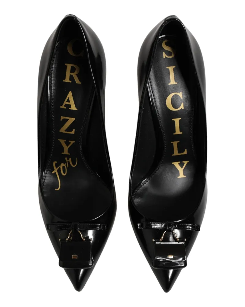Dolce & Gabbana Women's Black Bag Embellished Heels Pumps Shoes 100lf Black