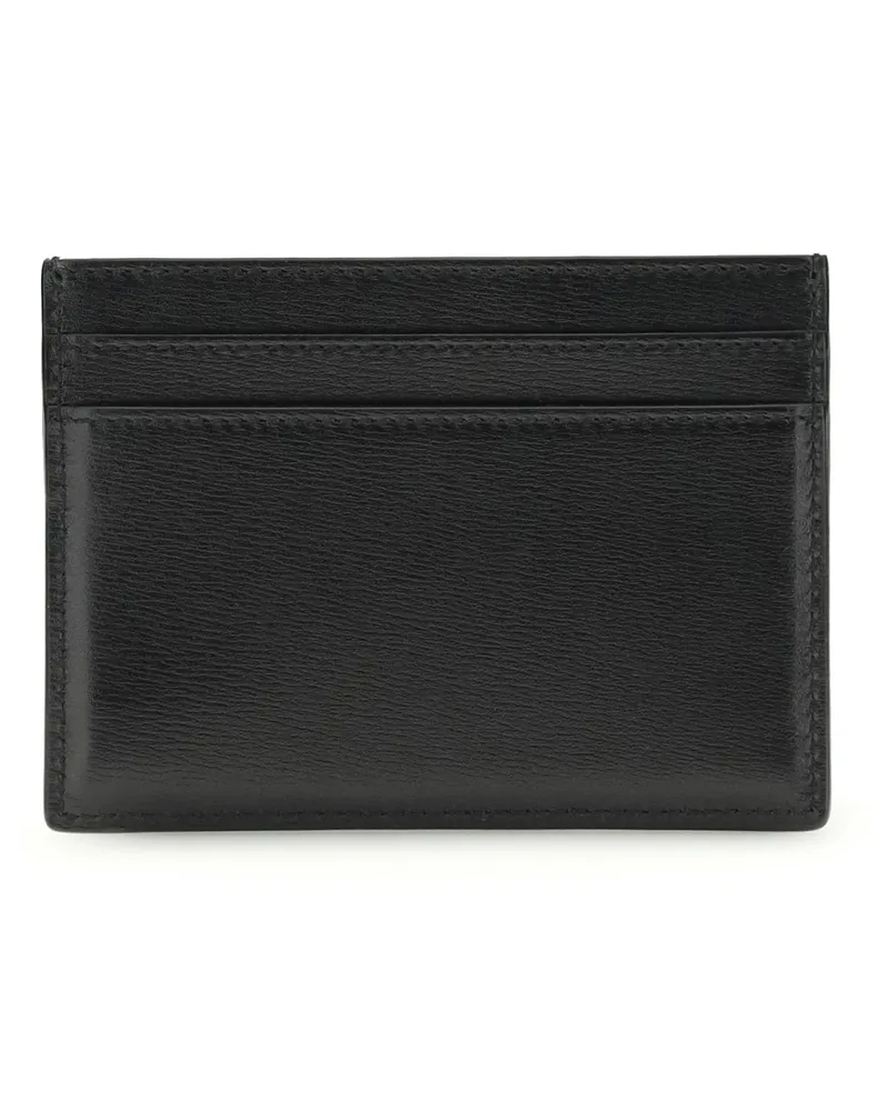 Saint Laurent Men's Tiny Cassandre Card Holder Black Calf Leather Bos Taurus Wallet Black