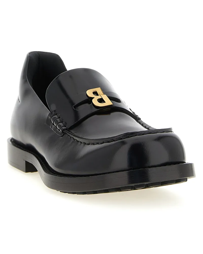 Balenciaga Shiny Calf Leather Loafer — Black Black