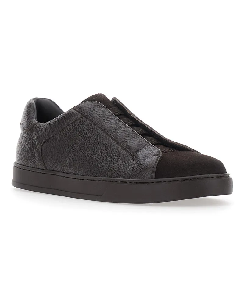 Doucal´s Men's Sneakers Spencer Brown Calfskin Calf Trainers Black